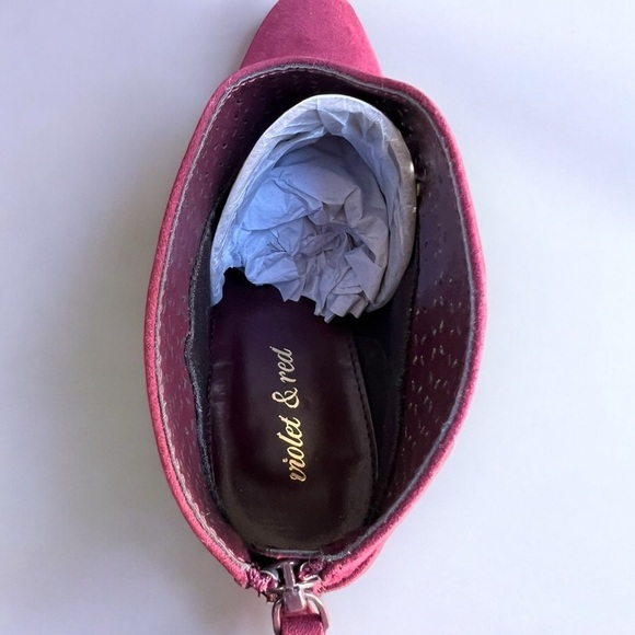 🌻NEW Violet & Red "Jackson" Burgundy Lazer Cut Topline Ankle Boots Size 7.5 - Picture 6 of 10